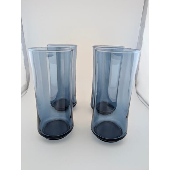 Vintage Libbey Bolero Blue Tumblers MCM 1970s Set of 4 16oz Cooler Glasses - Picture 5 of 5